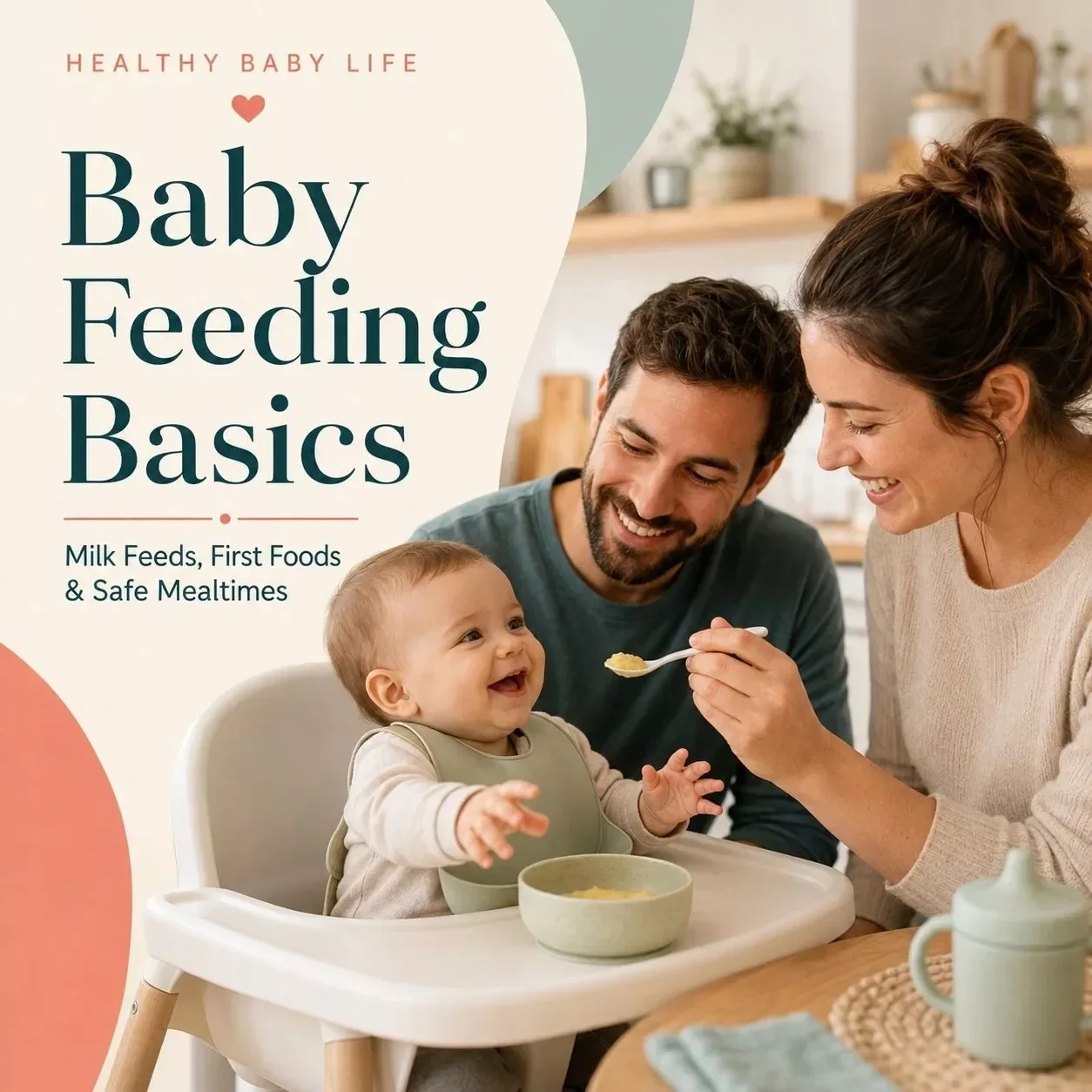 Baby Feeding Basics | Milk Feeds, First Foods & Safe Mealtimes | Breastfeeding, Formula Feeding & Starting Solids Guide | Digital eBook for New Parents | Printable PDF Download