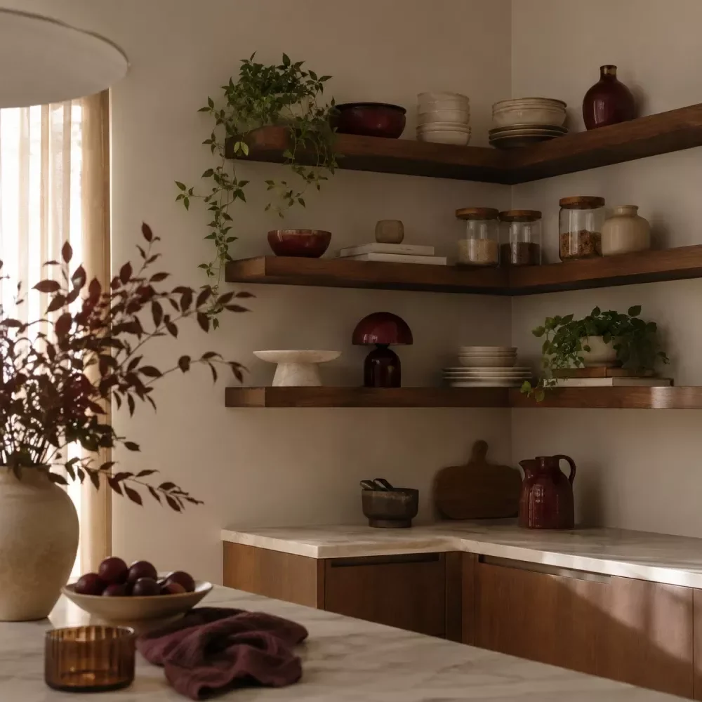 Decorating Open Kitchen Shelves With Ease