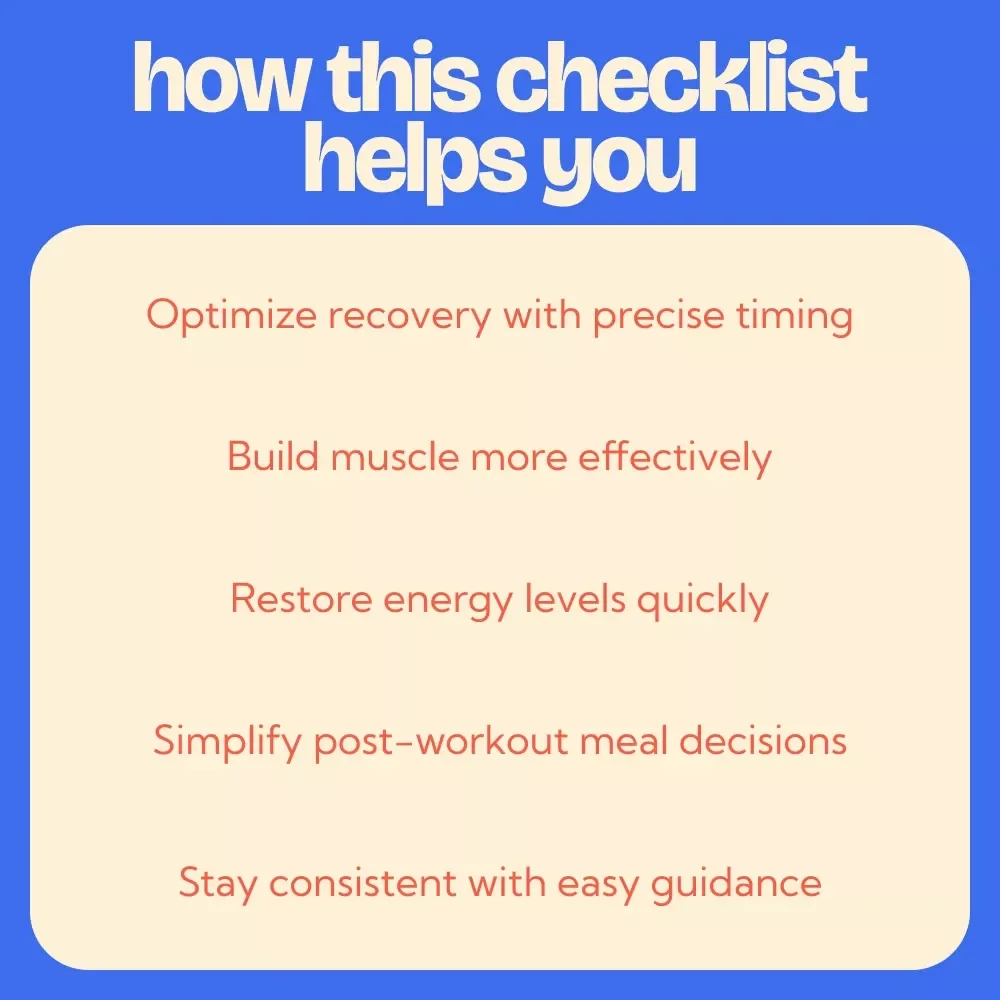 Post-Workout Nutrition Timing Checklist – Ultimate post workout nutrition timing Guide for Faster Recovery, Muscle Growth & Smart Fueling