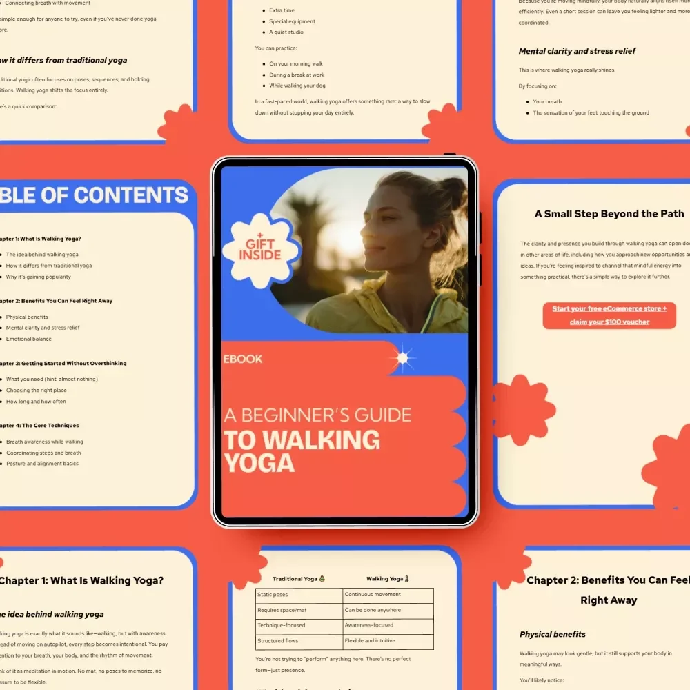 A Beginner’s Guide to Walking Yoga – Easy Daily Movement & Mindfulness eBook, Walking Yoga for Beginners Digital Download