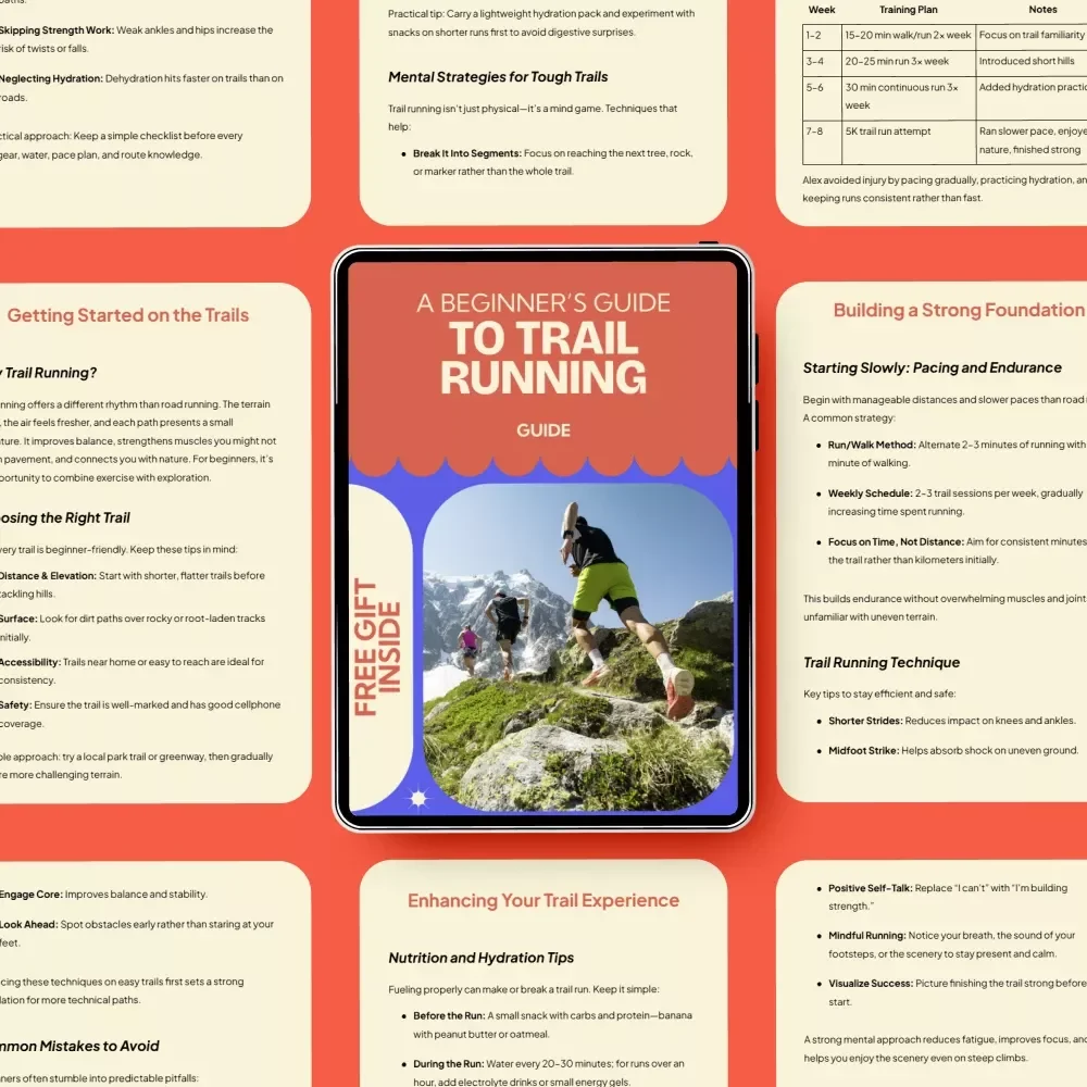 A Beginner’s Guide to Trail Running – Trail Running for Beginners Digital Guide, Outdoor Fitness eBook, Trail Skills Checklist, AI Training Planner for New Runners