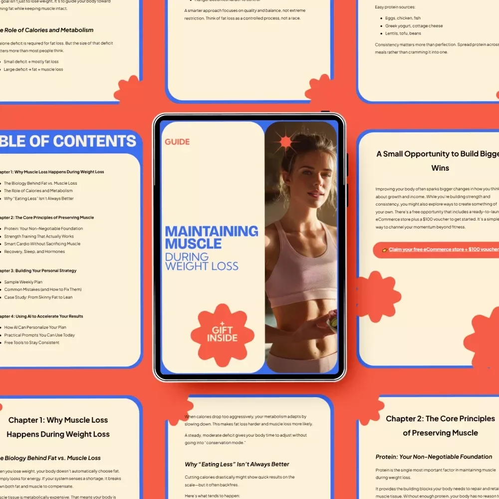 Maintaining Muscle During Weight Loss Guide | Science-Based Fat Loss Without Muscle Loss | Strength Training, Protein & AI Strategy eBook
