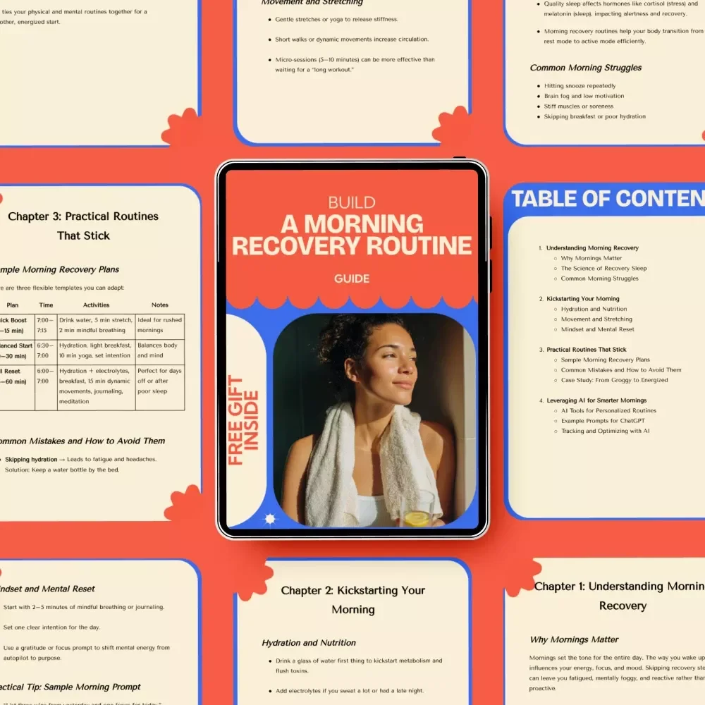 Build a Morning Recovery Routine – Complete Guide for a Powerful morning recovery routine, Energy Reset, Wellness Checklist, Digital Download