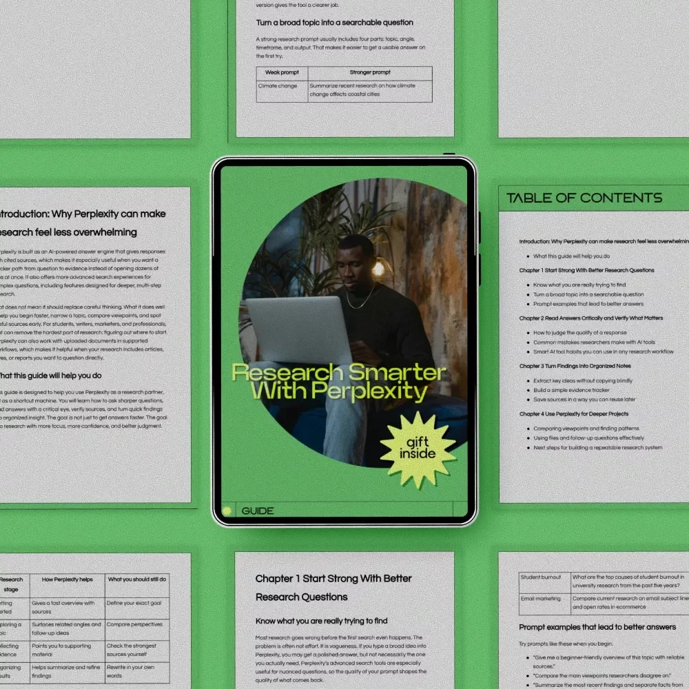 Research Smarter With Perplexity – Perplexity AI for Research Guide, Digital Download, AI Research Workflow eBook, Smarter Study & Information Gathering Toolkit