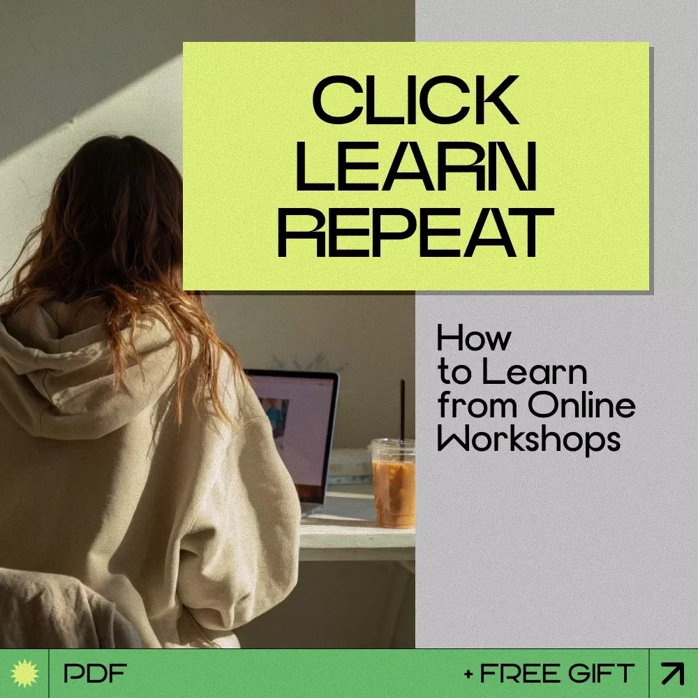 Click, Learn, Repeat – How to Learn from Online Workshops Checklist | Digital Download Study Guide, Productivity Learning Tool, Workshop Success Planner