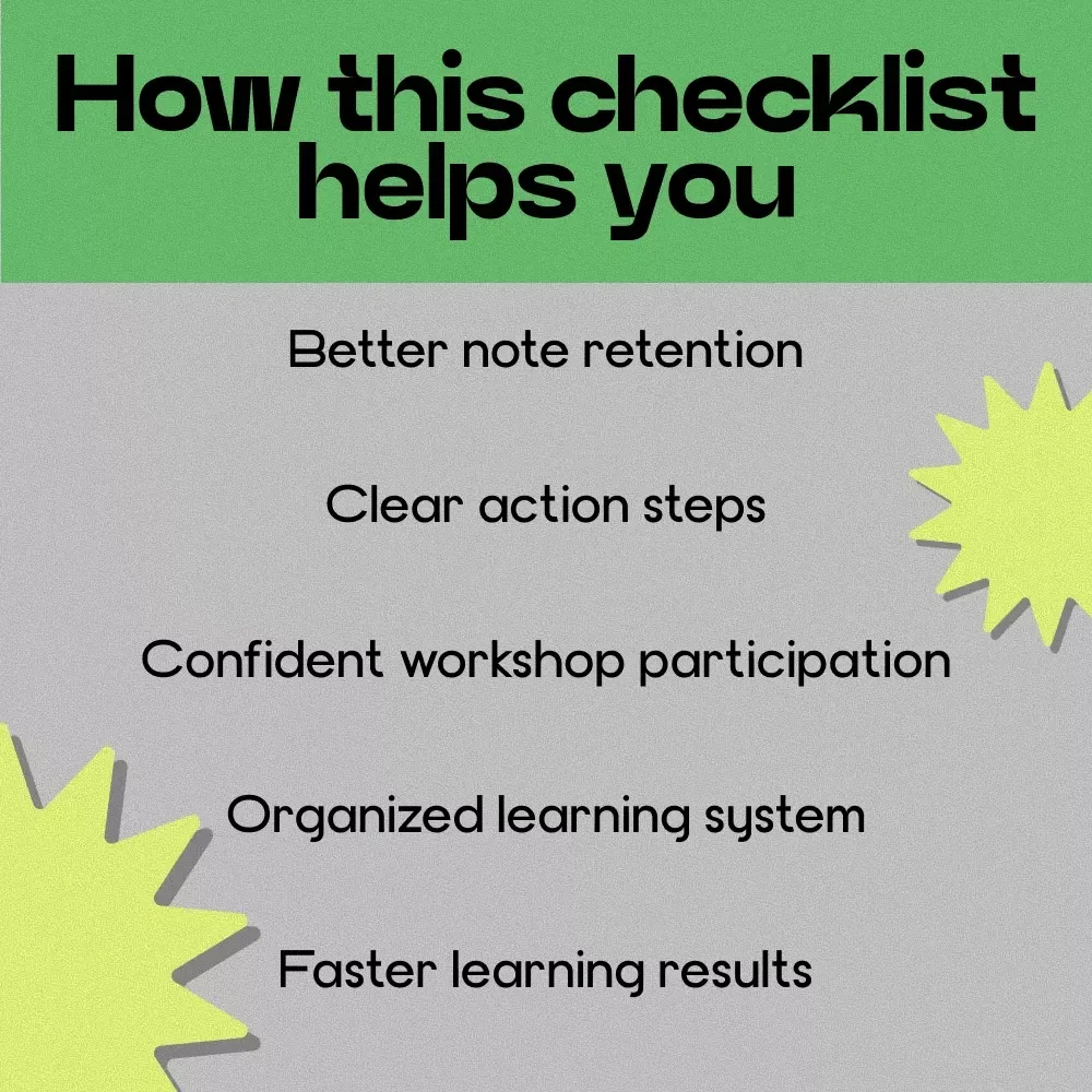 Click, Learn, Repeat – How to Learn from Online Workshops Checklist | Digital Download Study Guide, Productivity Learning Tool, Workshop Success Planner