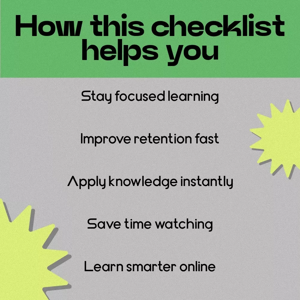 YouTube Learning Mastery Checklist – How to Learn from YouTube Videos Effectively, Study Smarter Digital Download Guide for Skill Building & Productivity