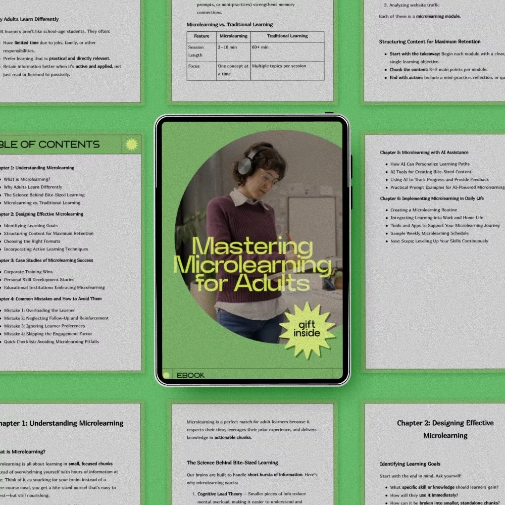 Mastering Microlearning for Adults – Ultimate Guide to microlearning for adults, Bite-Sized Learning Strategies, Productivity & Skill Growth eBook