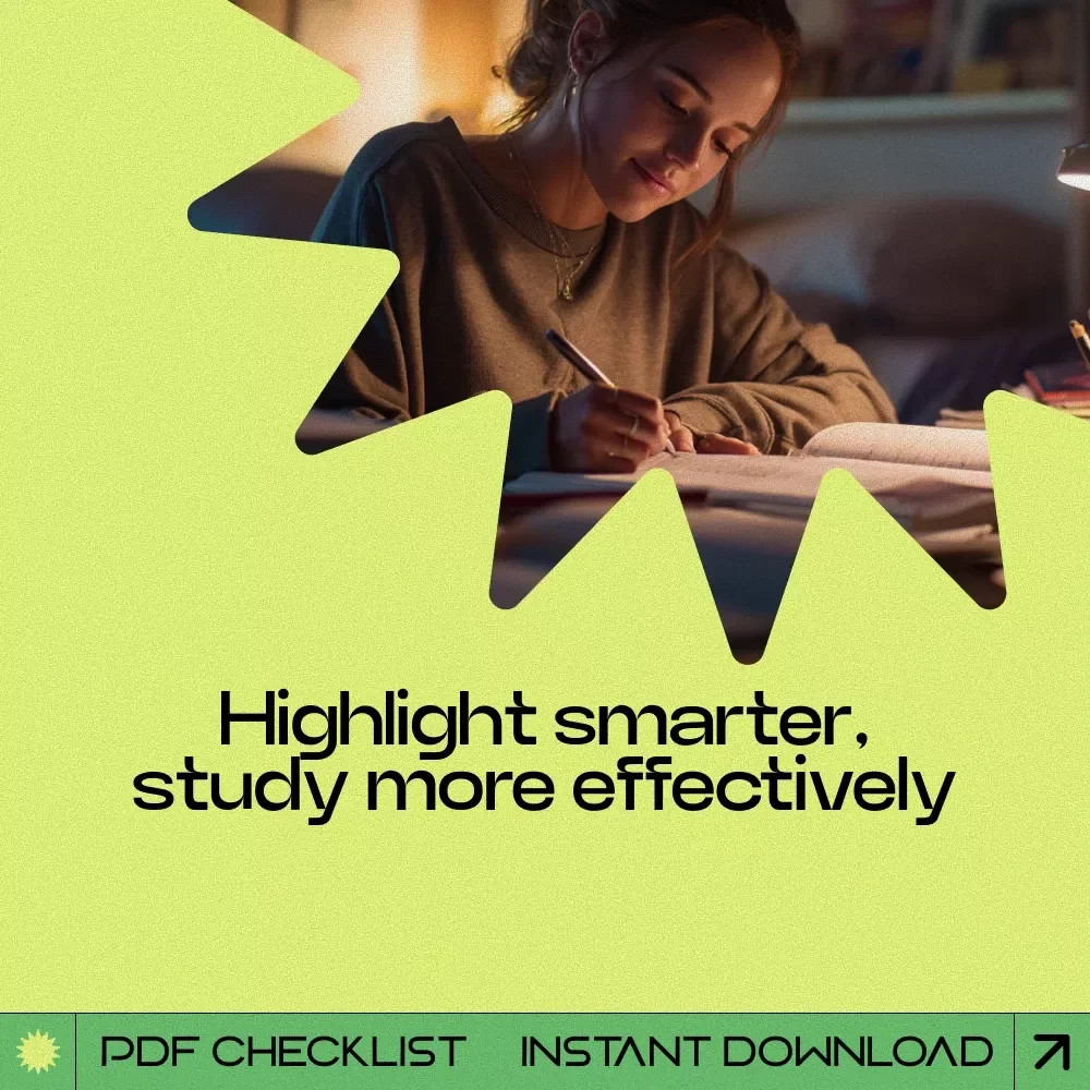 Focused Textbook Highlighting Checklist – How to Highlight Textbooks Effectively for Smarter Studying, Study Skills Printable, Student Note-Taking Guide