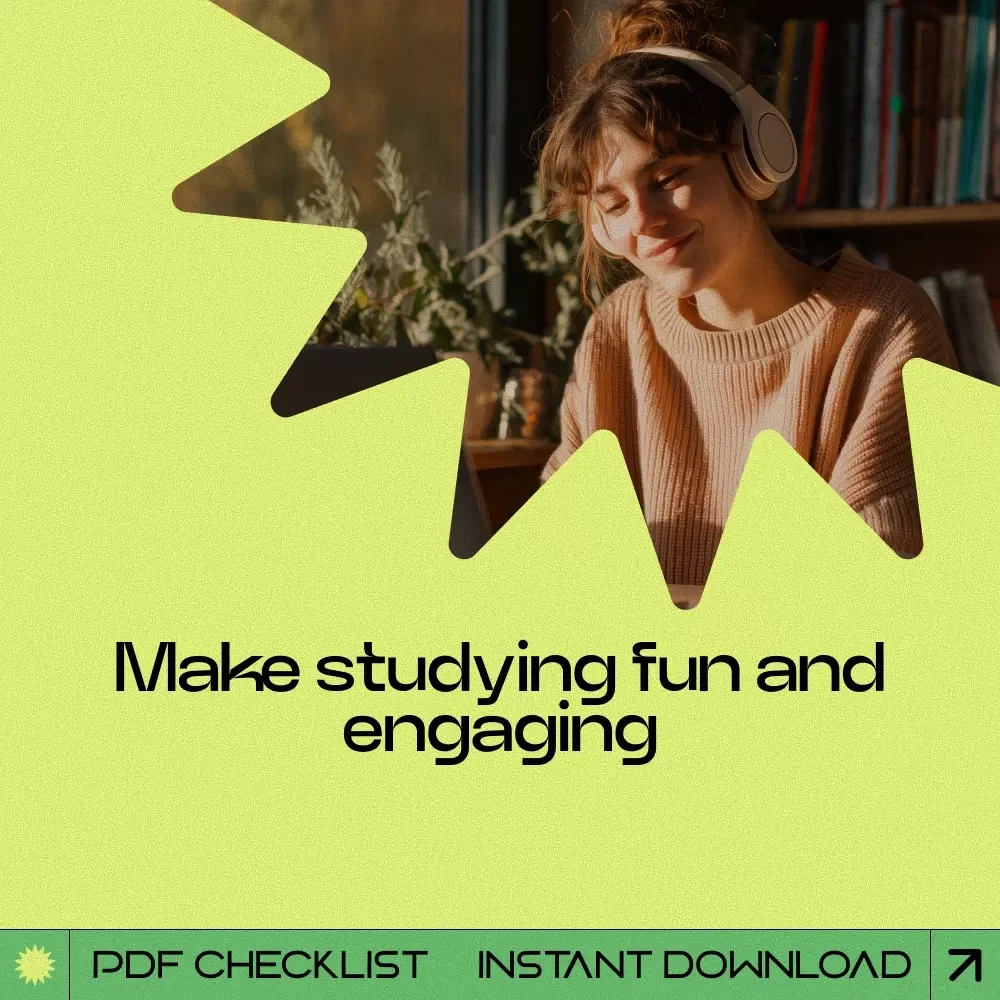 Turn Study Time Into Play Time Checklist | how to make learning fun | Printable Study Motivation Guide for Kids, Teens & Students