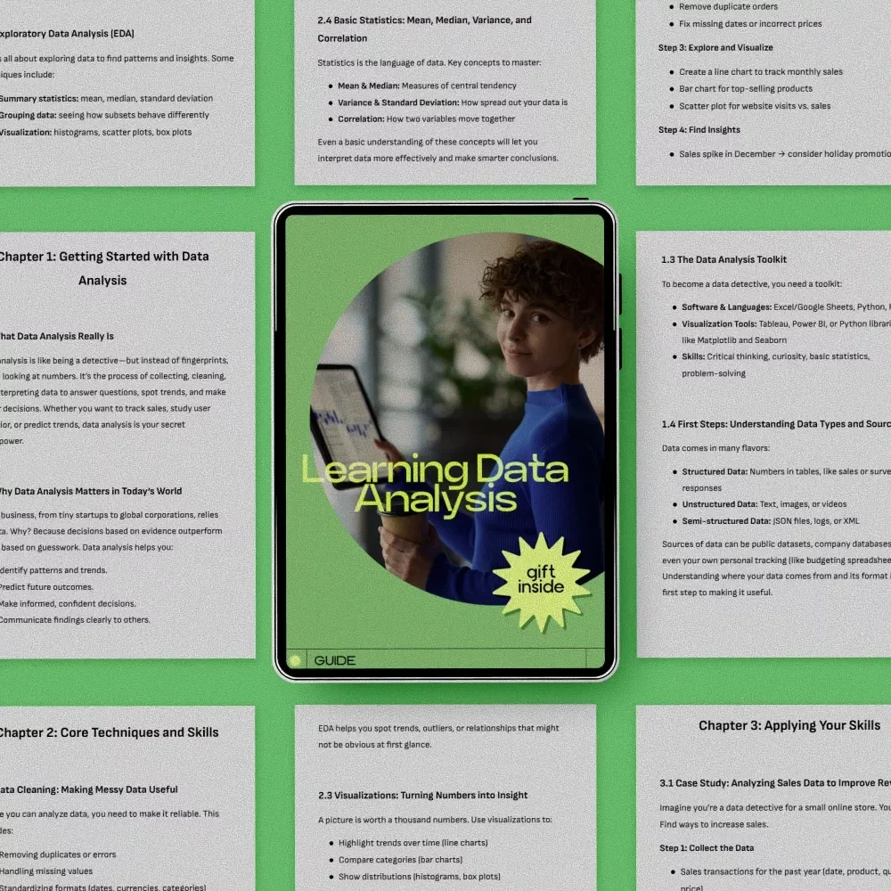 Learning Data Analysis Guide – How to Learn Data Analysis Step-by-Step for Beginners, Practical Projects & Career Growth eBook