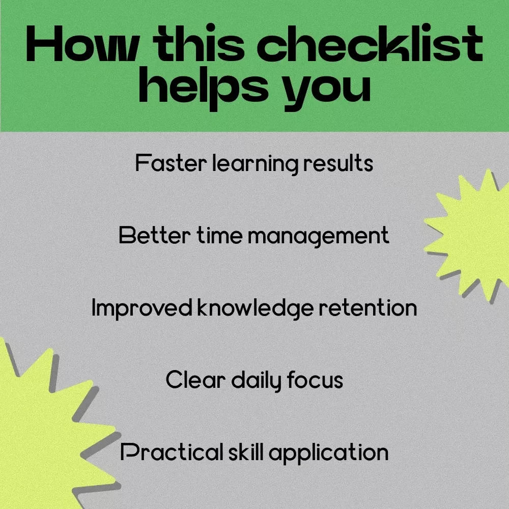 Learn in Limited Time for Busy Minds Checklist | How to Learn with Limited Time Productivity Guide, Microlearning Strategy, Fast Skill Building Printable