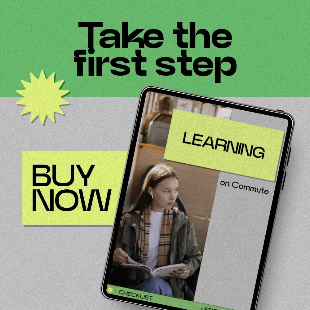 Learning on Commute Checklist – How to Learn While Commuting, Productivity Guide for Busy Professionals & Students, Digital Download