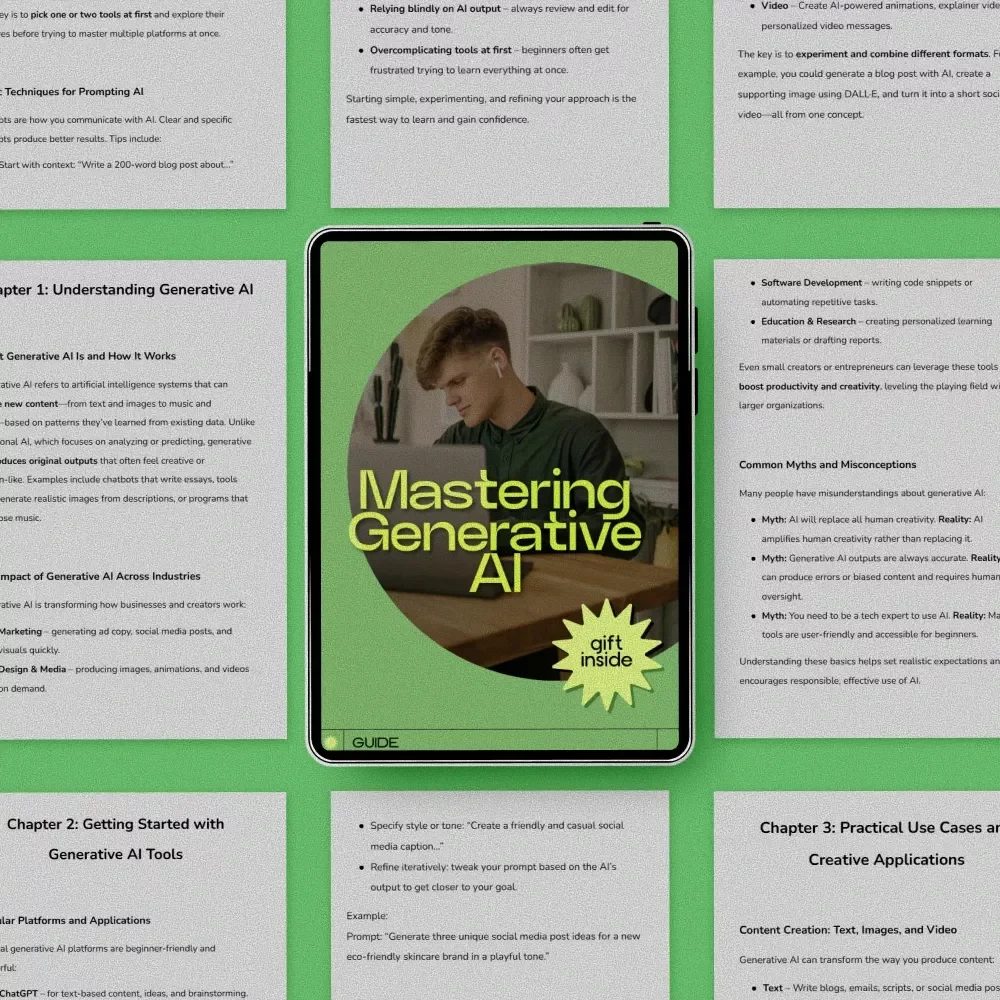 Mastering Generative AI – Complete Beginner to Advanced Guide | How to Learn Generative AI, Prompting, Tools & Real Use Cases Digital Download
