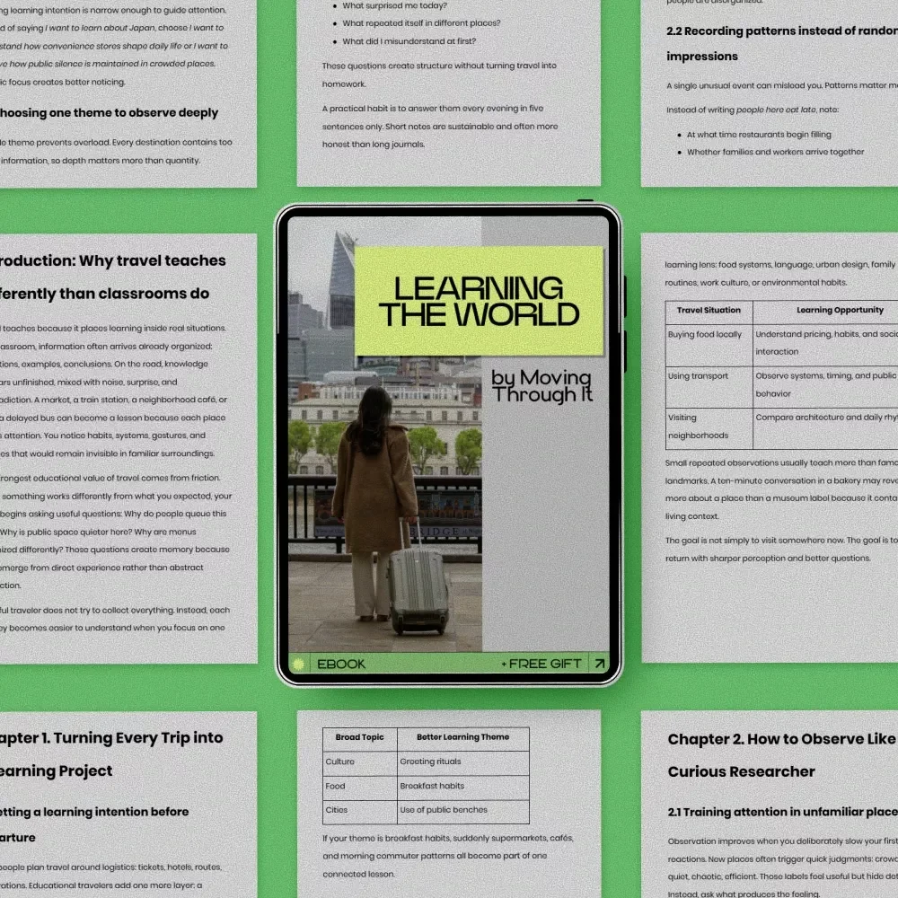 Learning the World by Moving Through It – A Practical Ebook Guide on How to Learn Through Travel, Smart Travel Learning System, Digital Download for Curious Explorers