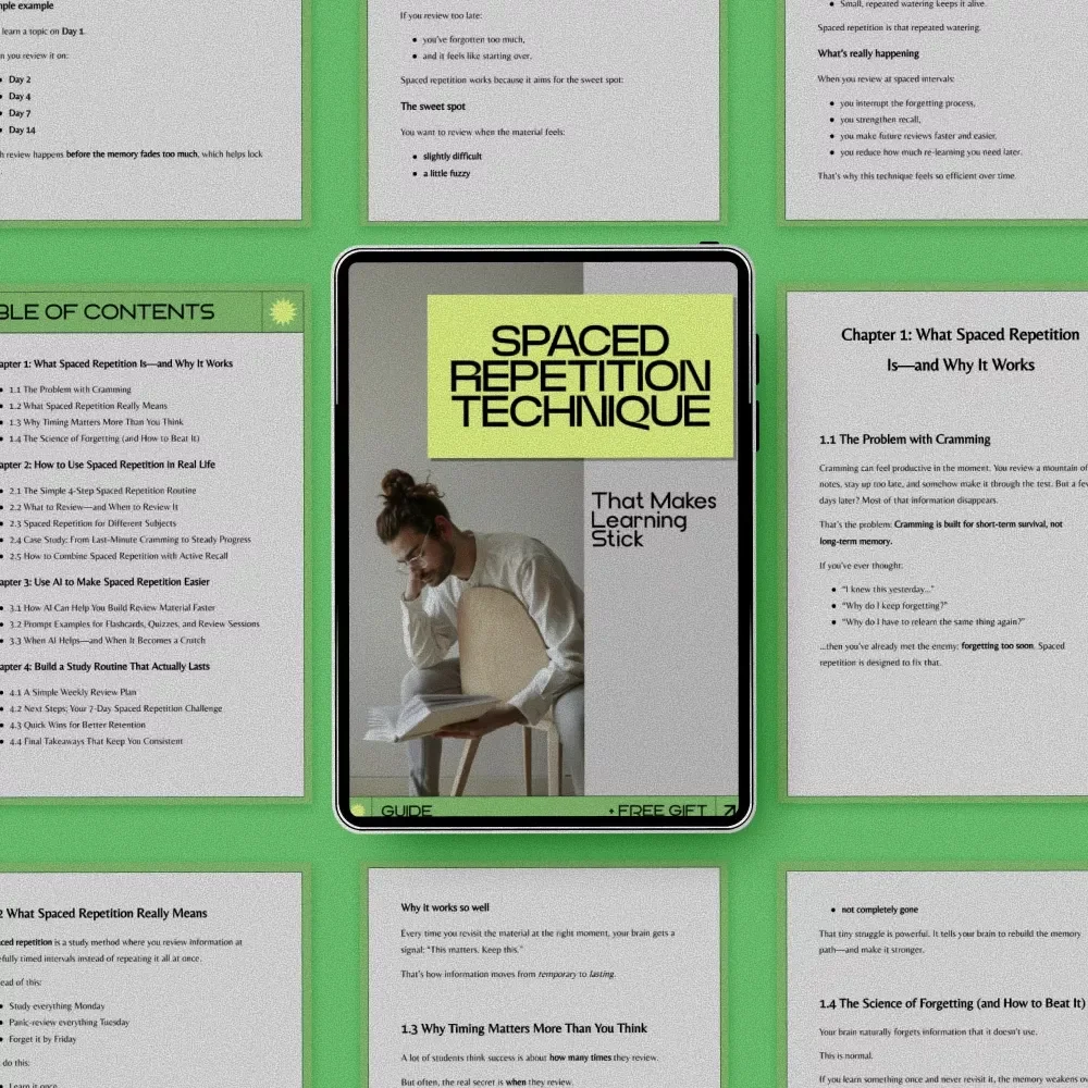 Spaced Repetition Technique That Makes Learning Stick | Digital Guide for Faster Retention, Study Smarter with Spaced Repetition Technique