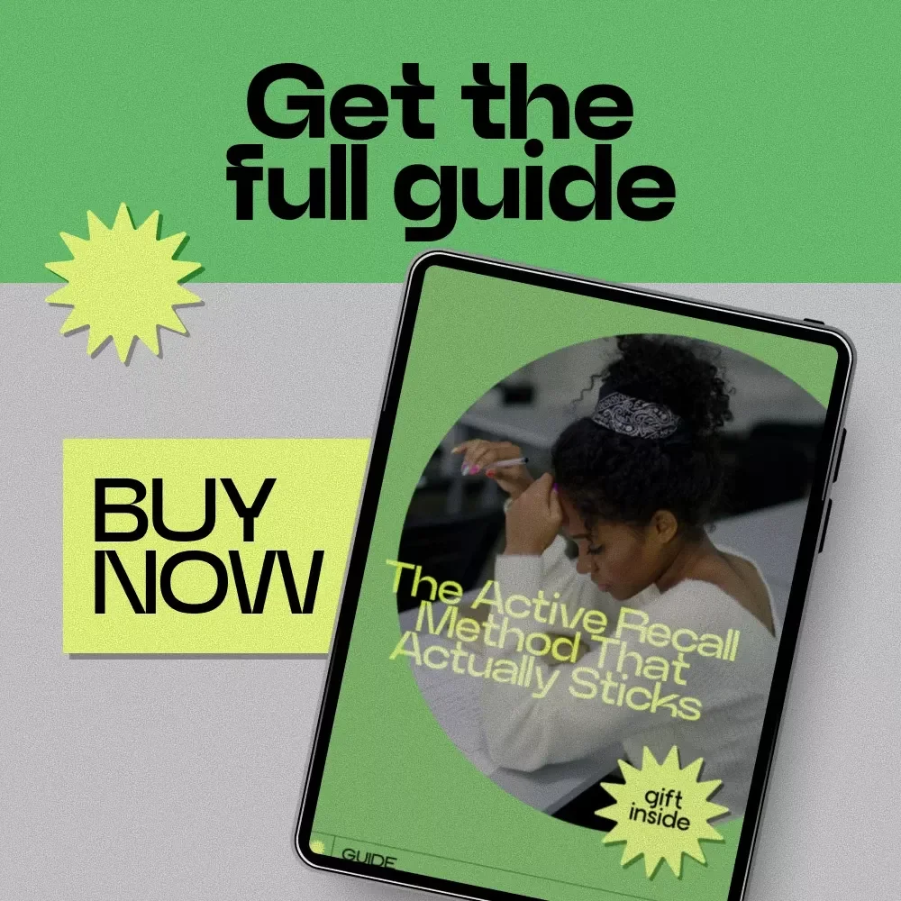 The Active Recall Method That Actually Sticks – Active Recall Study Method Guide, Study System eBook, Smart Learning Checklist for Students