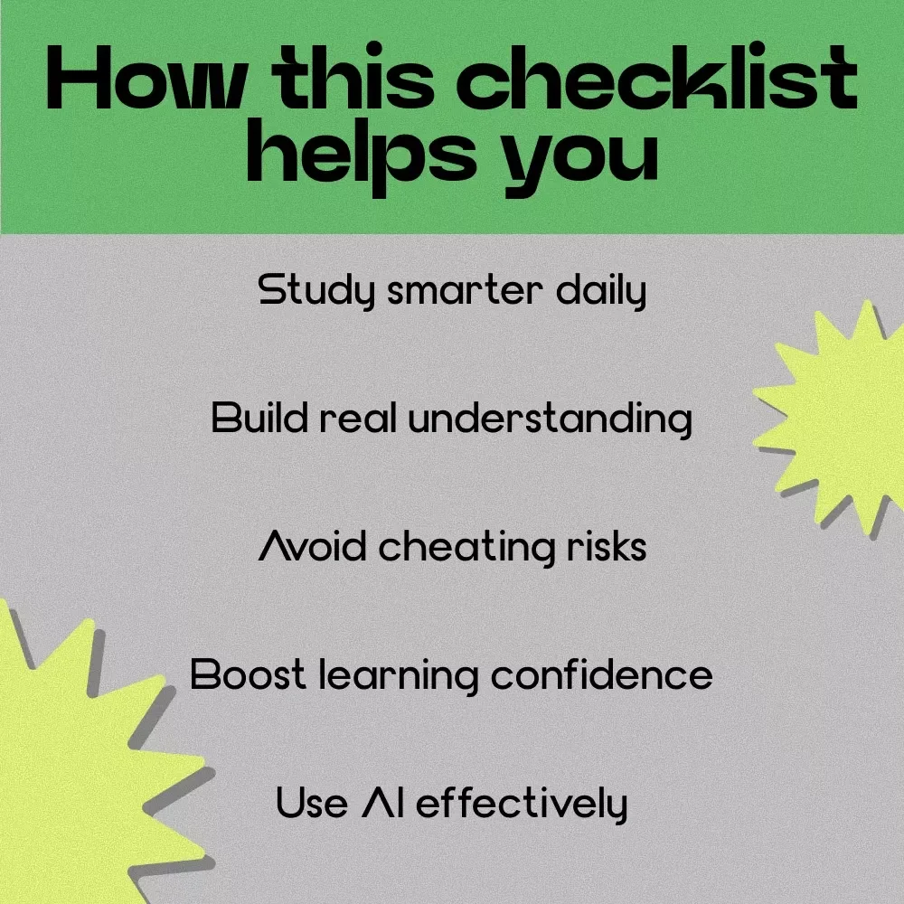 Learn Smart With AI and Keep It Honest Checklist – How to Learn With AI Without Cheating, Study Smarter Guide, Ethical AI Learning Tool