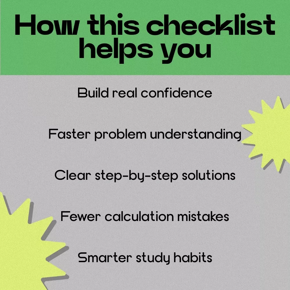 Solve Smarter With AI Checklist – How to Use AI for Math Problem Solving, Study Smarter, Step-by-Step Learning Guide for Students & Homework Help