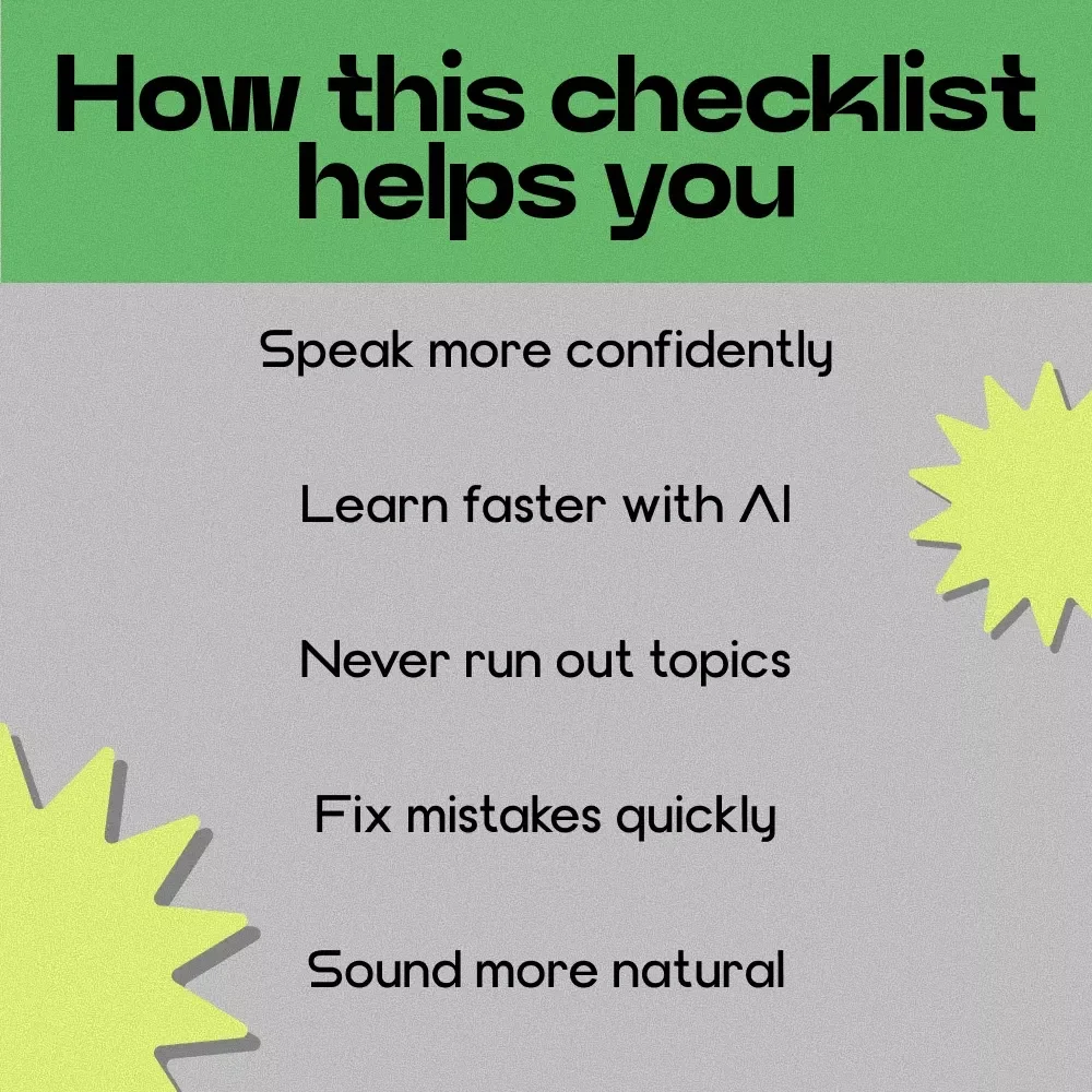 Talk Better, Learn Faster – AI Language Exchange Checklist, how to use ai for language exchange Guide, Conversation Practice Planner, Speaking Skills Boost
