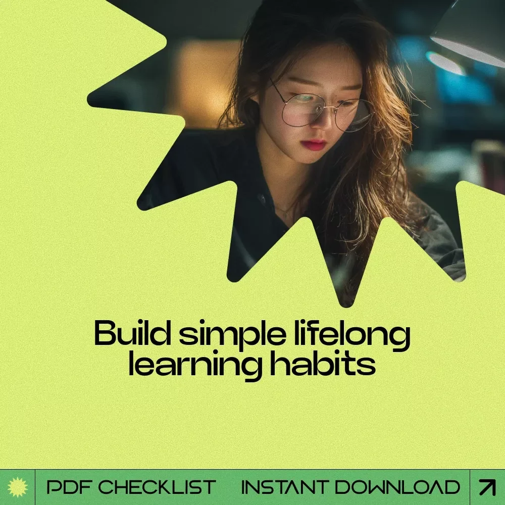 Keep Learning for Life Checklist – How to Become a Lifelong Learner, Personal Growth & Self Improvement Printable Guide, Daily Learning Habit Tracker