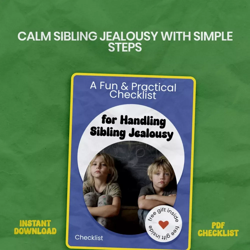 A Fun & Practical Checklist for Handling Sibling Jealousy – How to Handle Jealousy Between Siblings Printable Parenting Guide, Calm Conflict Toolkit, Family Harmony Planner