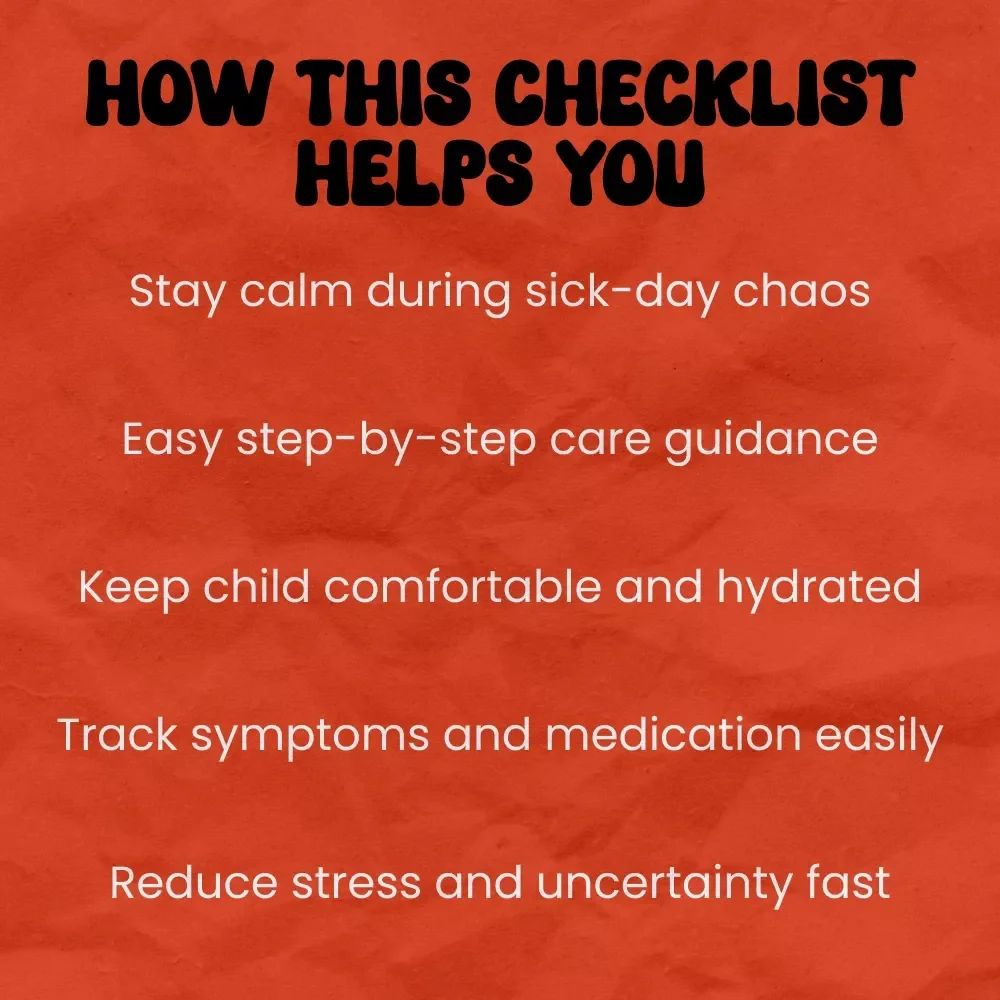 The Ultimate “Sick-Day Survival” Checklist for Parents | How to Care for a Sick Child at Home Printable Guide | Mom Life Emergency Prep Kit
