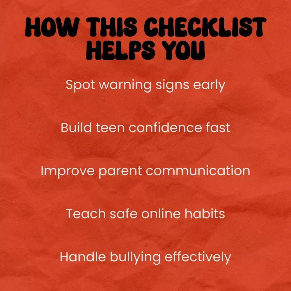 Help Your Teen Navigate Cyberbullying Like a Pro – Printable Checklist for Parents | how to help teen with cyberbullying Guide, Digital Download