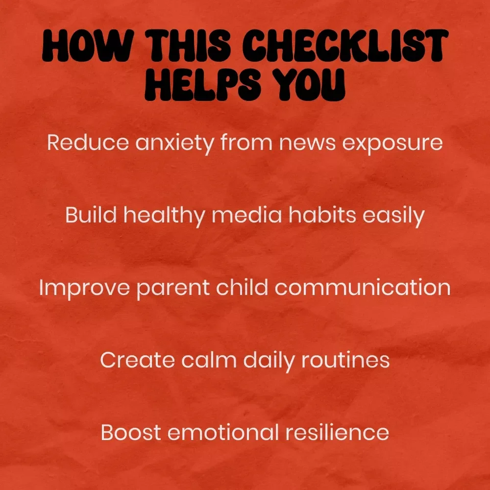 A Fun & Practical Checklist to Limit Kids’ News Exposure | Printable Parenting Guide for How to Limit News Exposure for Kids, Calm Media Habits Tool