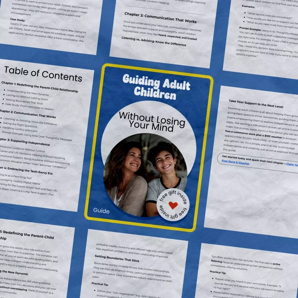 Guiding Adult Children Without Losing Your Mind – A Practical Guide on how to parent adult children with Boundaries, Communication & Independence Strategies