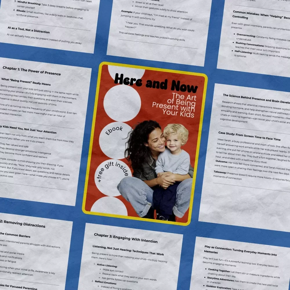 Here and Now: The Art of Being Present with Your Kids – A Practical Guide on how to be present with kids, Mindful Parenting eBook, Connection & Focus Toolkit for Modern Families