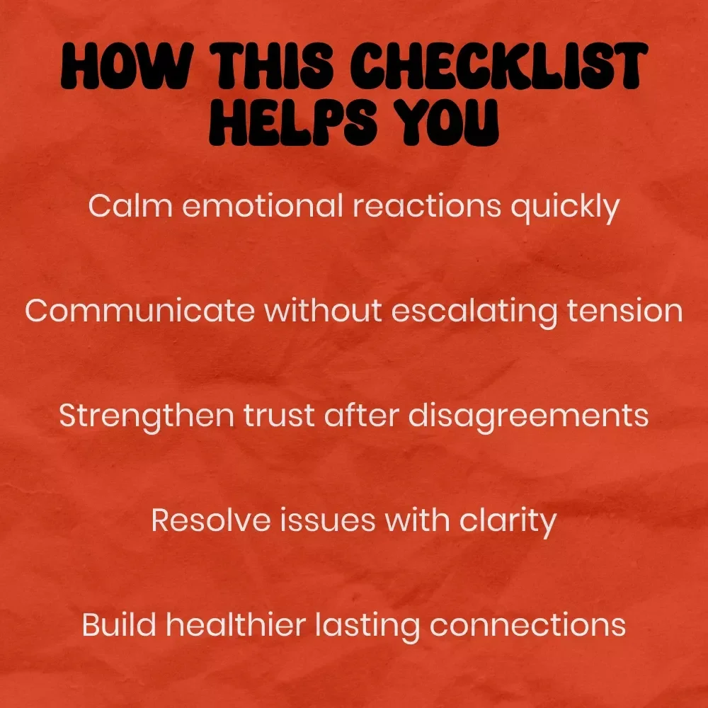 The “Make Peace, Keep the Spark” Checklist: Reconnecting After Conflict – Practical Guide on how to reconnect after conflict for Relationships, Work, and Everyday Communication