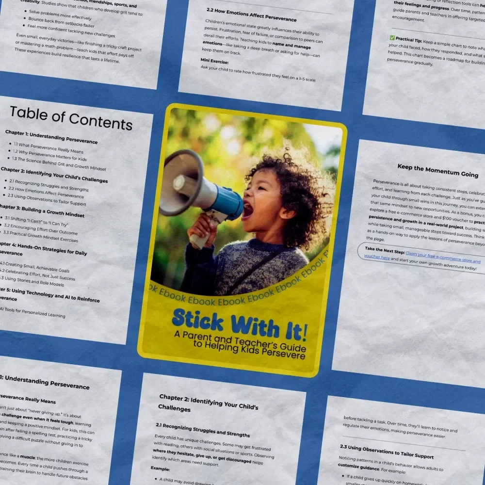Stick With It! A Parent and Teacher’s Guide to Helping Kids Persevere | How to Teach Kids to Persevere eBook for Growth Mindset, Resilience & Motivation