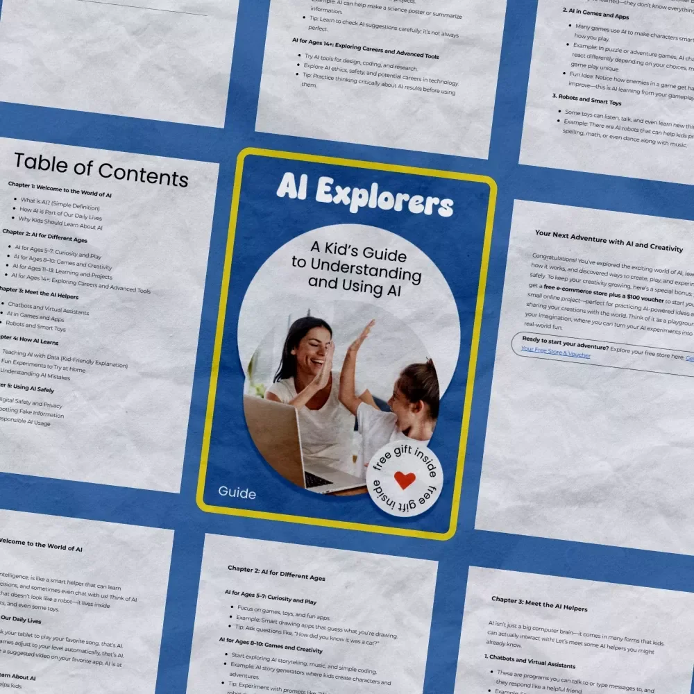 AI Explorers: A Kid’s Guide to Understanding and Using AI | AI Literacy for Kids by Age | Fun Beginner-Friendly eBook for Learning AI Skills, Projects & Safety