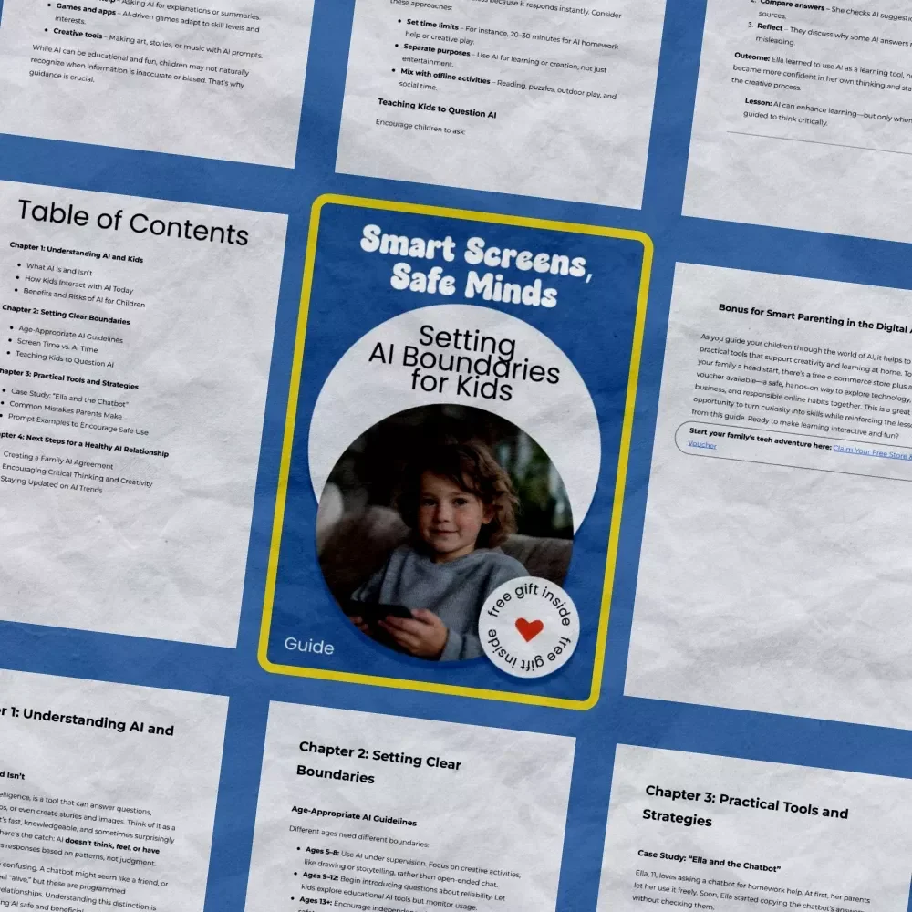 Smart Screens, Safe Minds: Setting AI Boundaries for Kids | How to Set AI Boundaries for Kids Guide for Parents, Digital Safety eBook, Screen Time & AI Use Toolkit