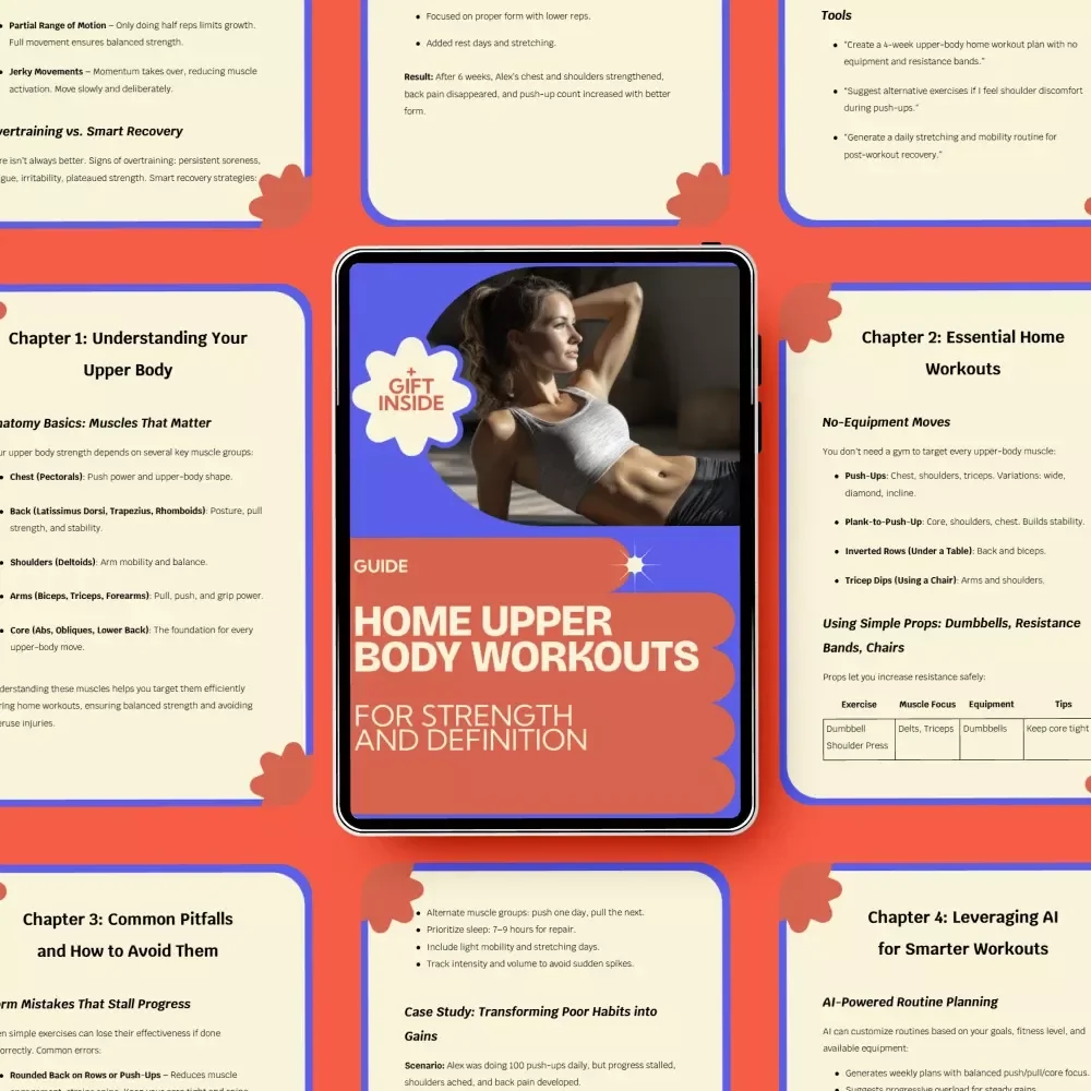 Home Upper Body Workouts for Strength and Definition | Ultimate upper body workout at home Guide, No-Equipment & Dumbbell Training Plan, AI-Powered Fitness Routine eBook