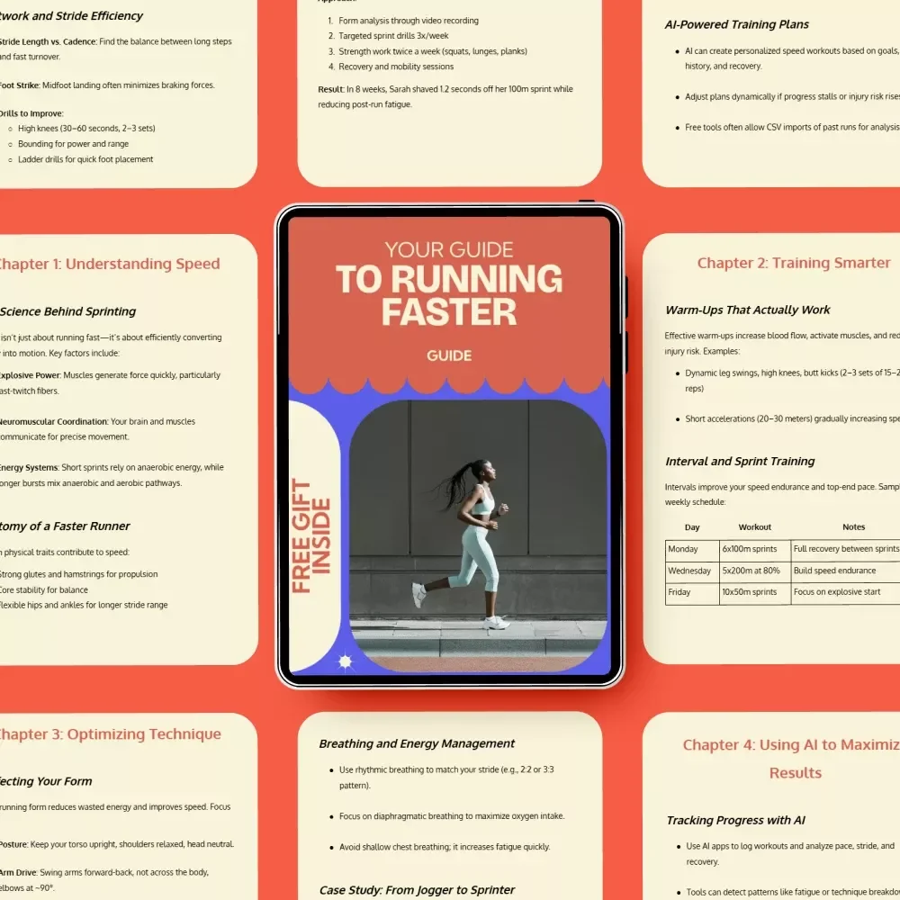 Your Guide to Running Faster – How to Run Faster Training Guide, Sprinting Techniques, Speed Improvement eBook, Runner Workout Plan, AI Training Tips