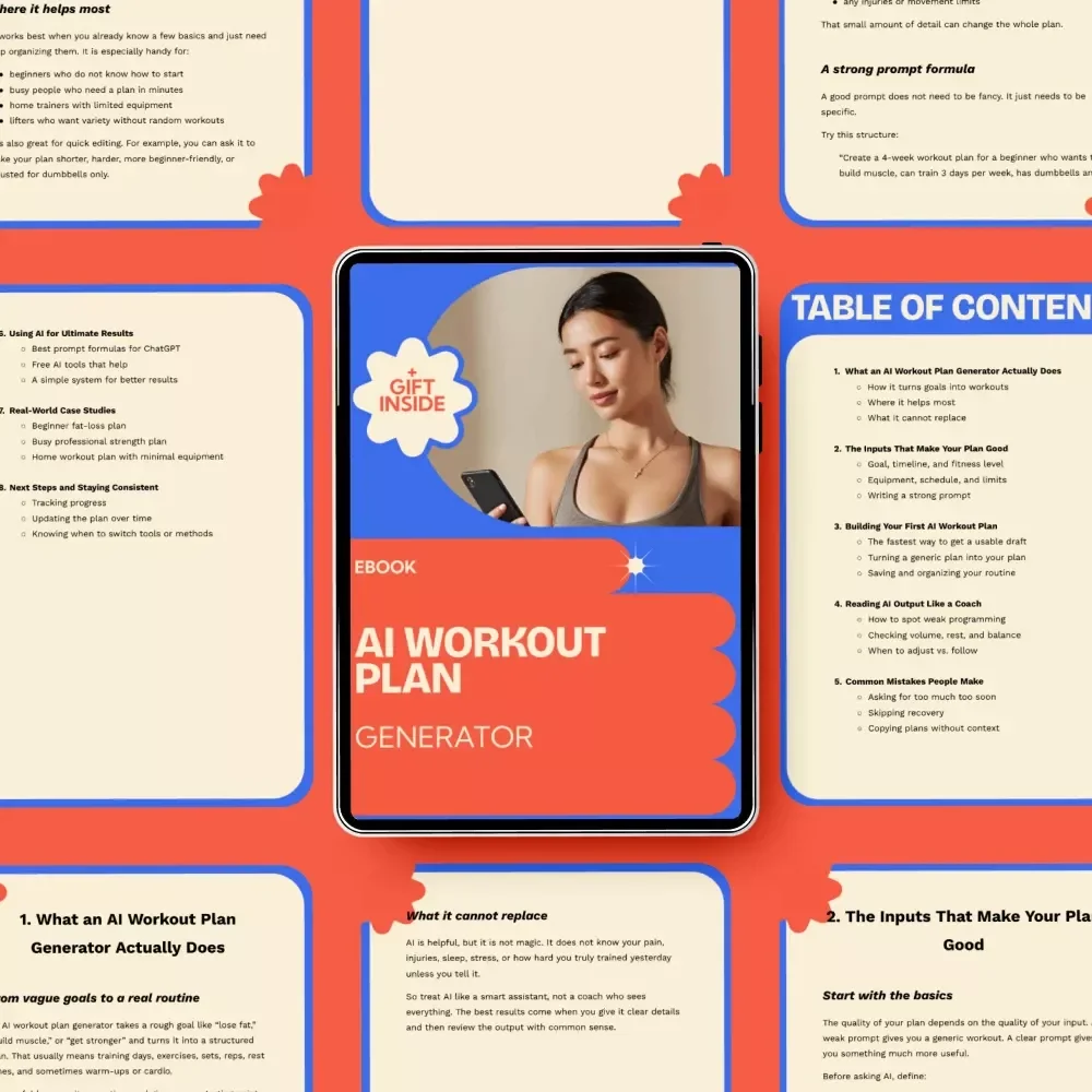 AI Workout Plan Generator eBook | Smart Fitness Guide, Personalized Training System, AI Workout Plan Generator for Beginners & Advanced Users