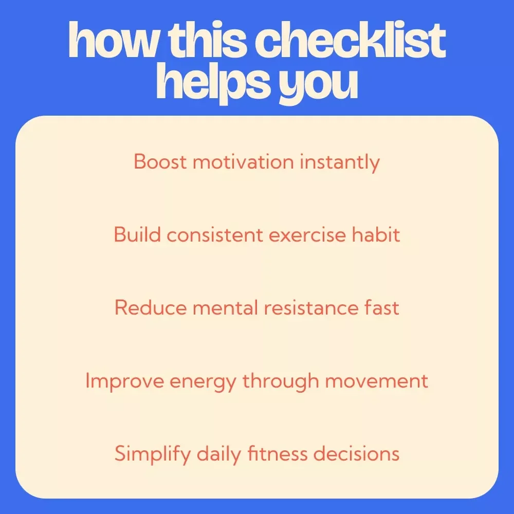 A Checklist to Exercise Even When Tired – Digital Download for Exercise Motivation When Tired, Simple Fitness Habit Builder, Quick Daily Movement Guide