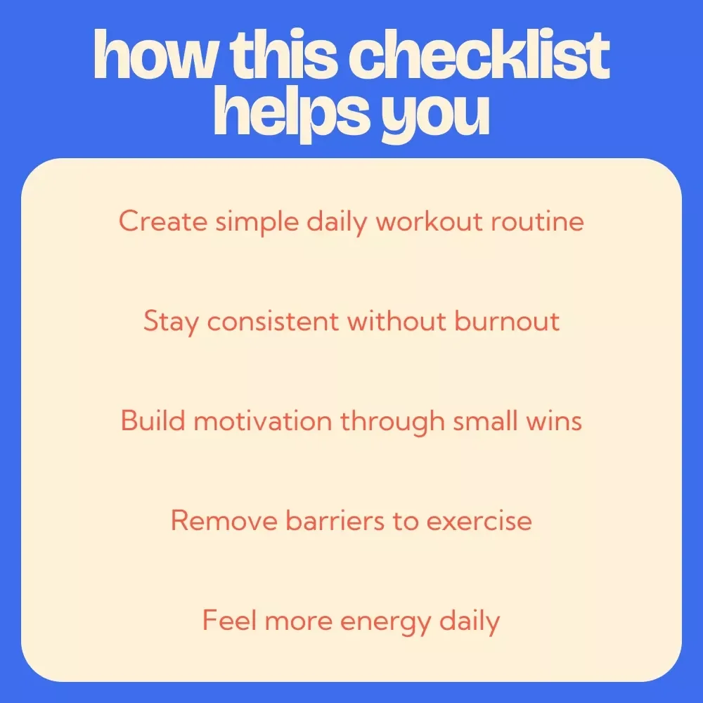 A Checklist to Make Exercise Stick – Simple Habit Builder Guide | how to make exercise a habit Daily Routine Planner