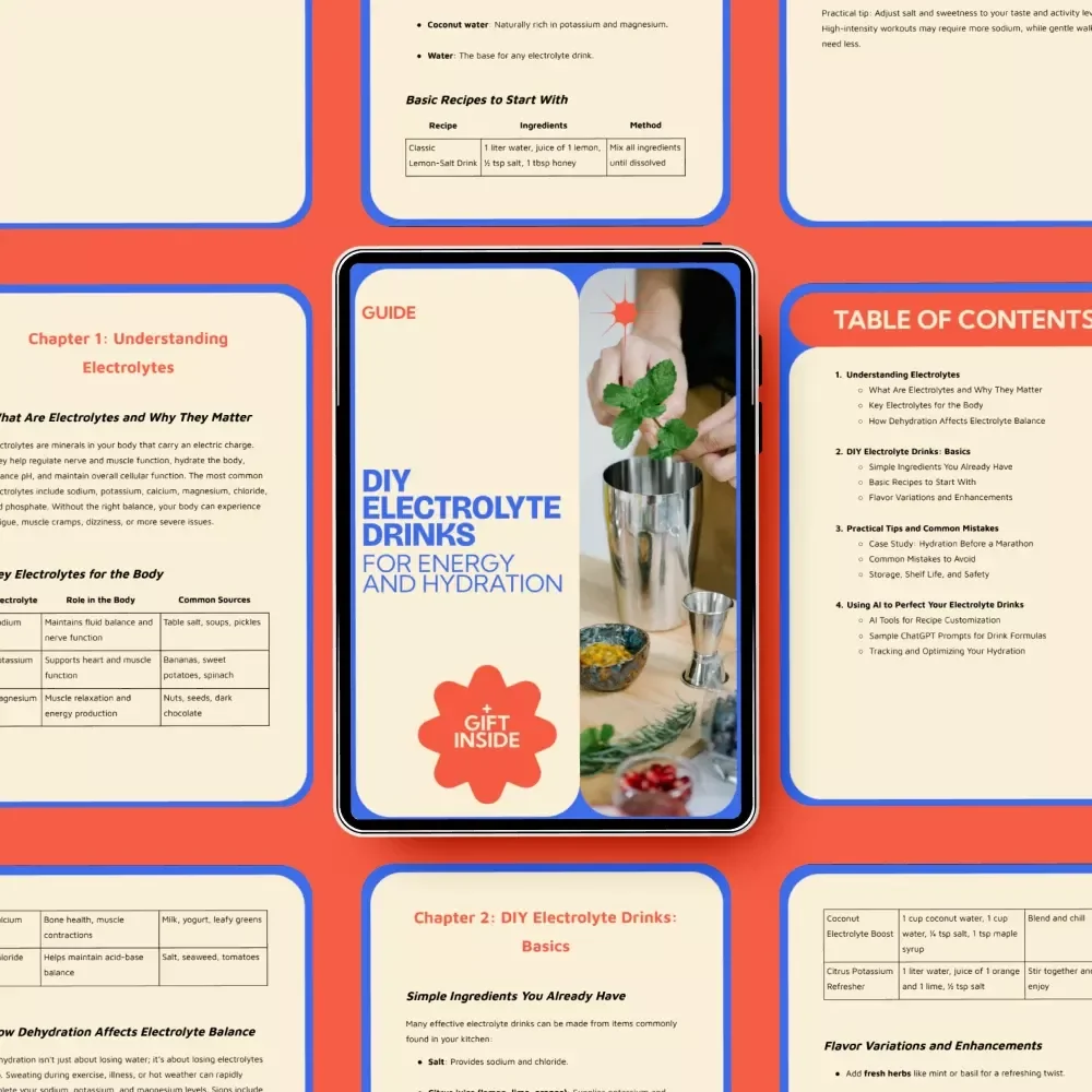 DIY Electrolyte Drinks for Energy and Hydration | Electrolyte Drinks DIY Guide, Homemade Hydration Recipes, Natural Energy Boost eBook