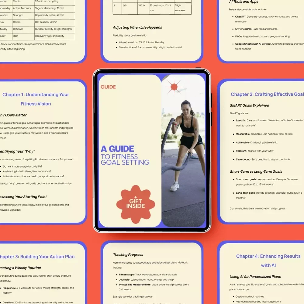 A Guide to Fitness Goal Setting – Ultimate fitness goals setting guide for Beginners & Busy Lifestyles, Digital Download Planner & Strategy Workbook