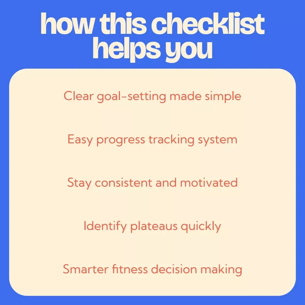 Your Fitness Progress Playbook: 10 Steps to See Real Results – Printable Checklist Guide on how to track fitness progress for Weight Loss, Strength & Performance