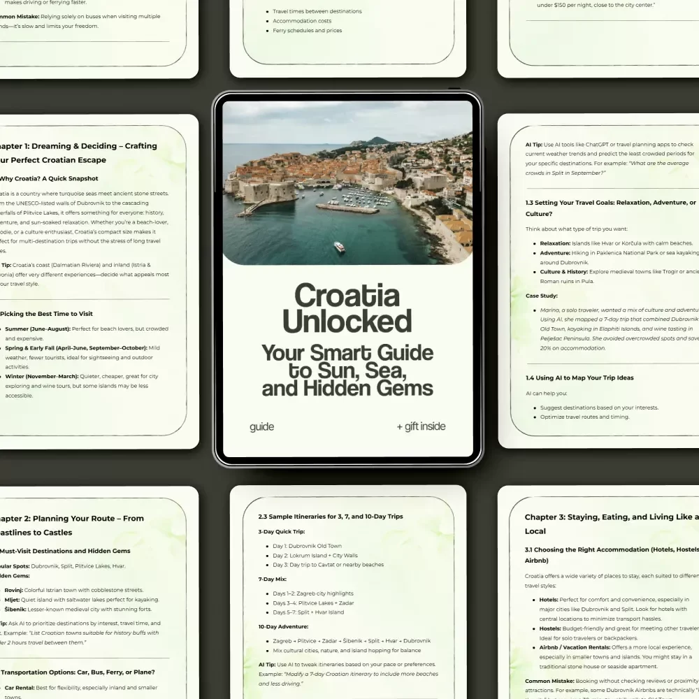 Croatia Unlocked: Your Smart Guide to Sun, Sea, and Hidden Gems | how to plan a trip to croatia Travel Guide, Croatia eBook, Digital Download Vacation Planner