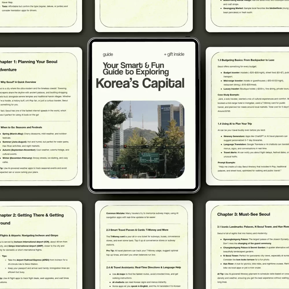 Your Smart & Fun Guide to Exploring Korea’s Capital – How to Travel to Seoul Digital Guide, Seoul Travel Planner, Korea Trip eBook, First-Time Seoul Checklist