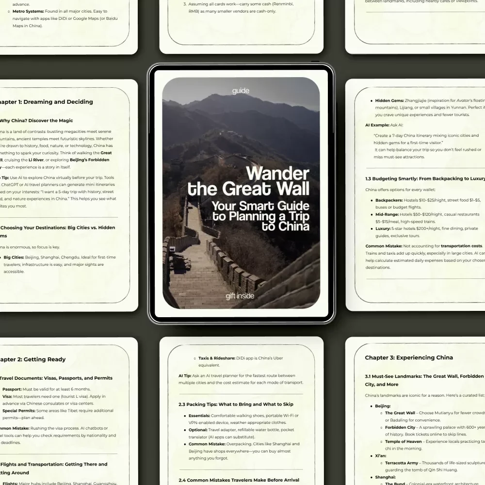 Wander the Great Wall: Your Smart Guide to Planning a Trip to China – Complete Travel eBook & Checklist for First-Time Travelers
