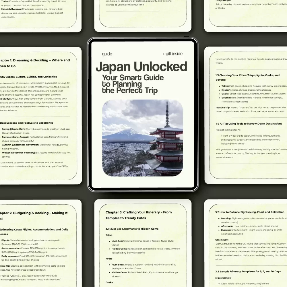 Japan Unlocked: Your Smart Guide to Planning the Perfect Trip – Complete Digital Guide on how to plan a trip to japan with Itineraries, Budget Tips & Travel Planning Tools