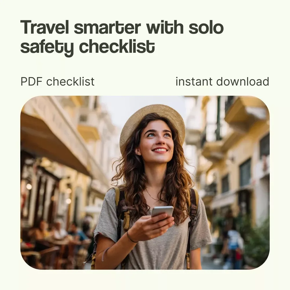 Solo, Not Vulnerable: The Smart Traveler’s Safety Checklist | Solo Travel Safety Tips Digital Download | Travel Safety Guide for Women & First-Time Solo Travelers
