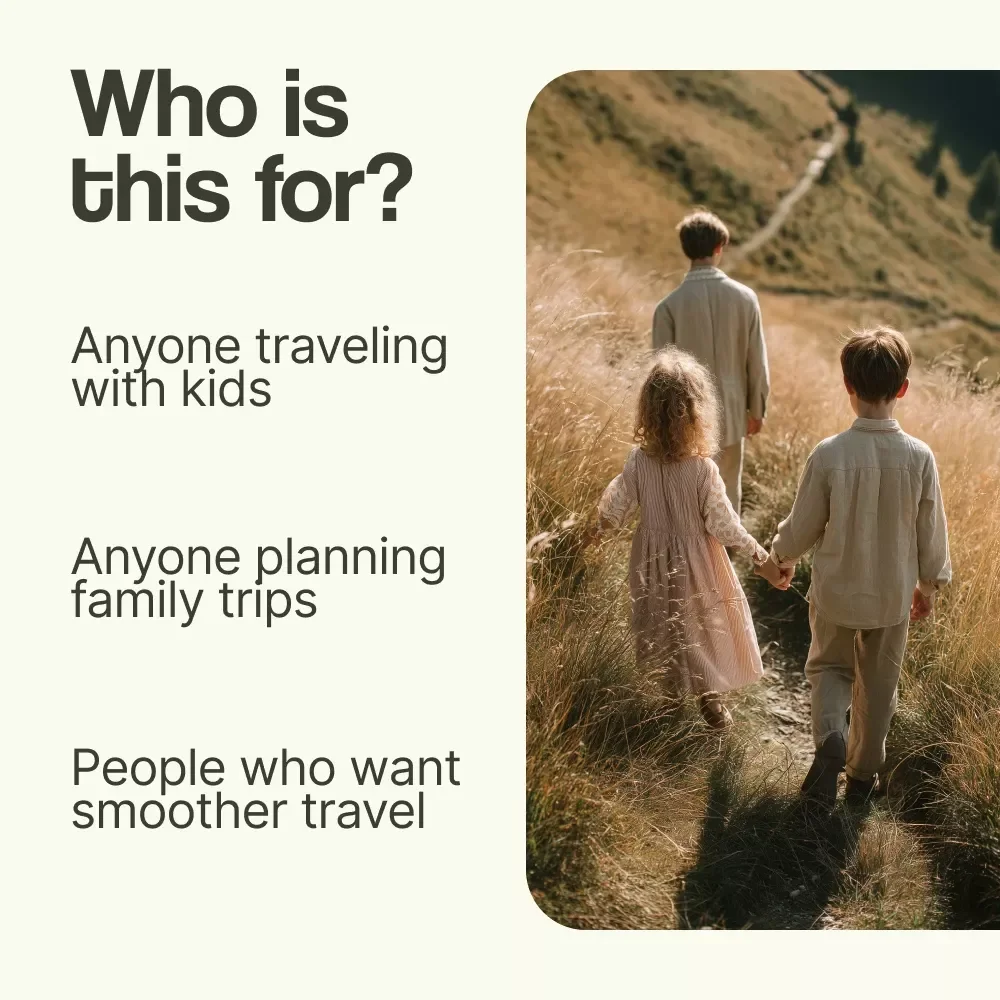 The “Happy Travels, Happy Kids” Checklist – Ultimate travel with kids tips Guide for Stress-Free Family Trips, Printable Travel Planner for Parents & Toddlers
