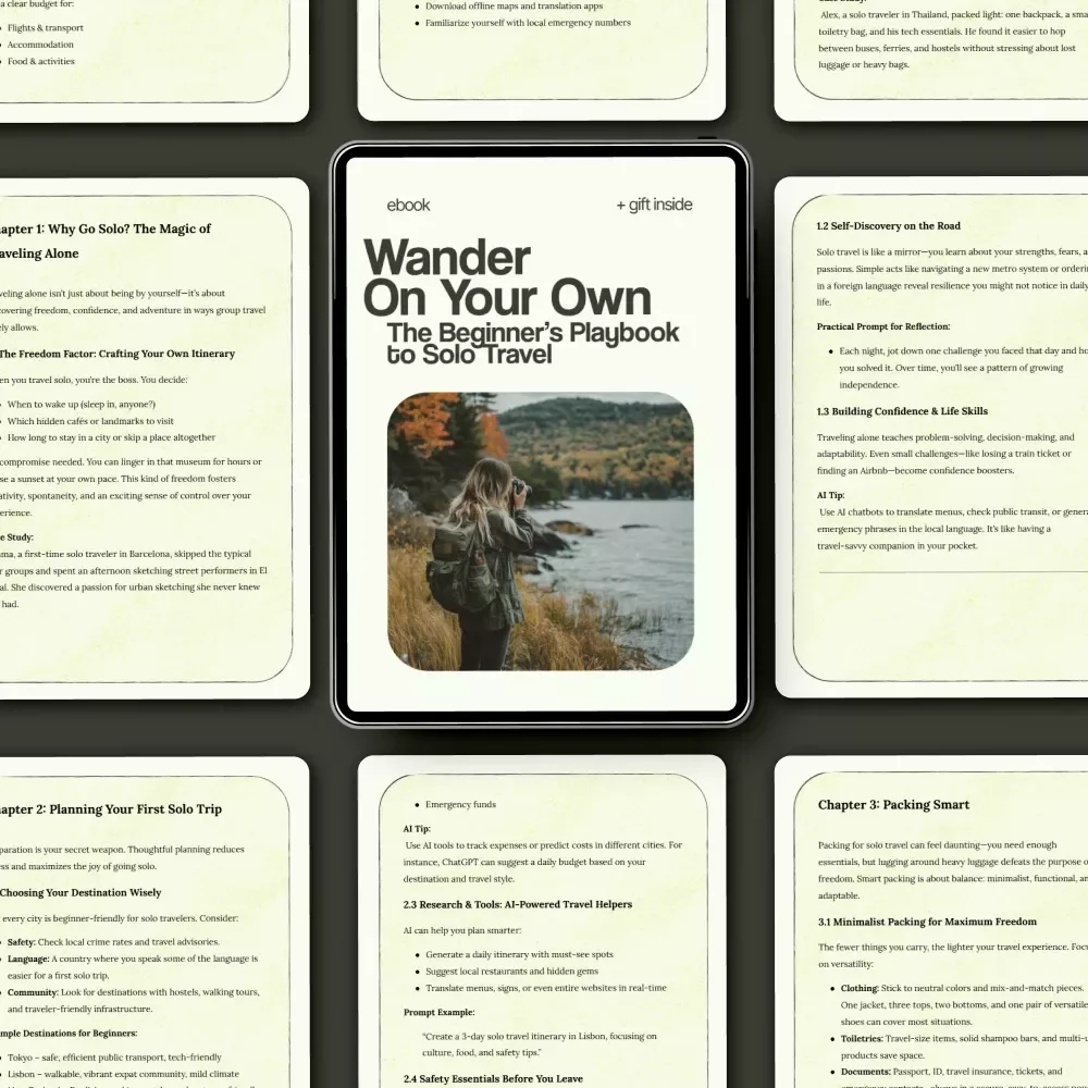 Wander On Your Own: The Beginner’s Playbook to Solo Travel | Solo Travel Tips for Beginners eBook Guide | First-Time Travel Planner & Confidence Toolkit